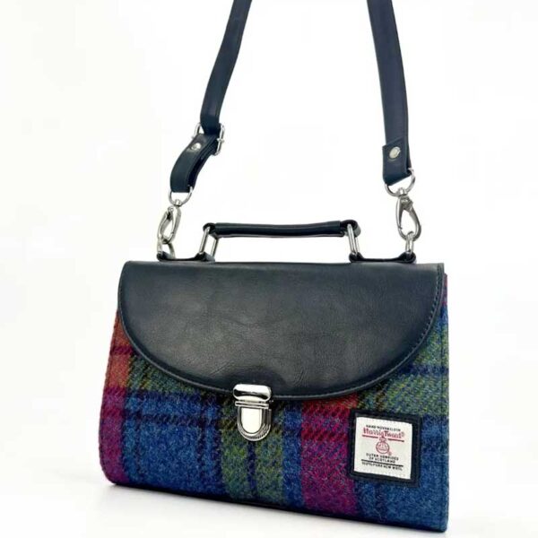 Harris Tweed Mini Day Bag In Blue/Pink Check