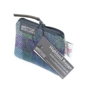 Harris Tweed Highland Card Purse Blue Green Plaid