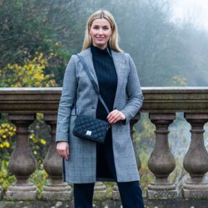 Harris Tweed Quilt Shoulder Bag In Charcoal