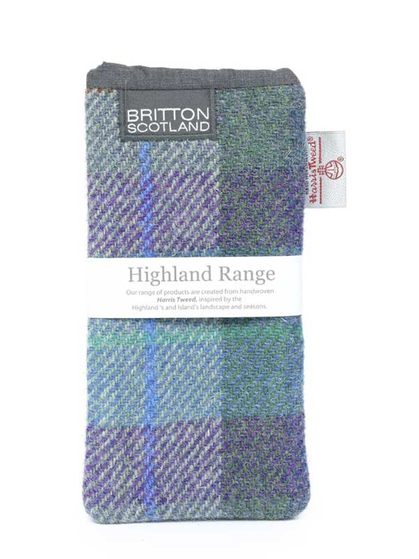 Harris Tweed Highland Range Glasses Case Blue Green Plaid