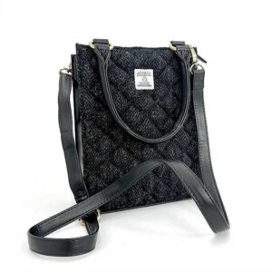 Harris Tweed Quilt Mini Tote Bag In Charcoal