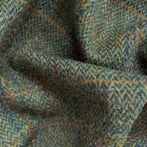 Harris Tweed Pantalon "Mr Miller" In Oliv Blue OverCheck