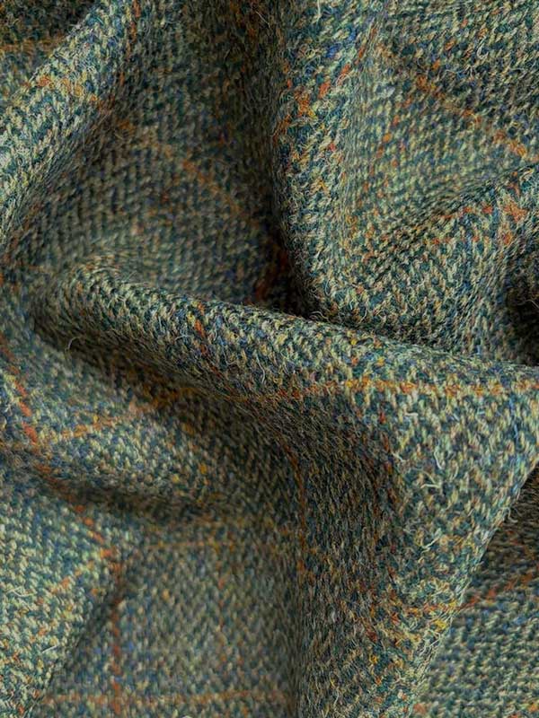 Harris Tweed Pantalon "Mr Miller" In Oliv Blue OverCheck