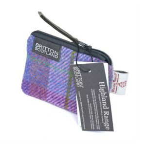 Harris Tweed Highland Card Purse Pink Lavender Plaid