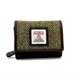 Harris Tweed Trifold Purse In Country Green