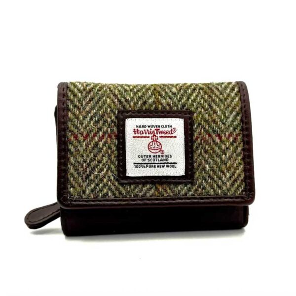 Harris Tweed Trifold Purse In Country Green