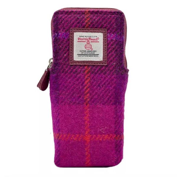 Harris Tweed Double Glasses Sleeve in Purple Check