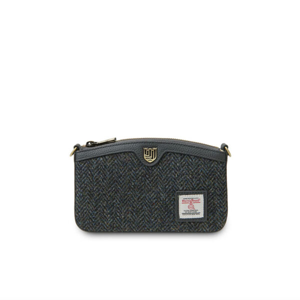 Harris Tweed Shoulder Bag, The Ailsa, Black & Grey Herringbone