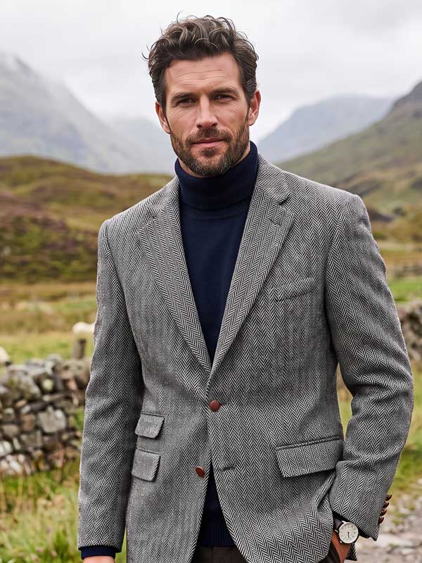 Harris Tweed Jacket 601 Leather Buttons