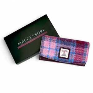 Harris Tweed Ladies Envelope Purse In Pastel Pink
