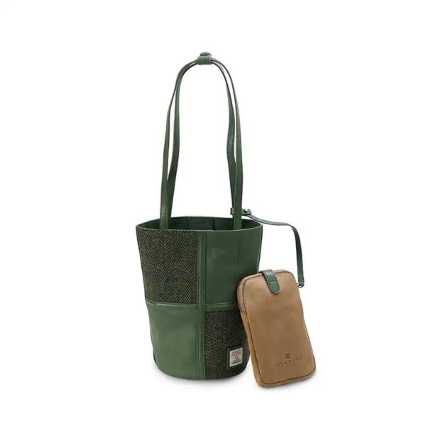 Harris Tweed Clutch, The Orlagh, Islander, Dark Green Herringbone