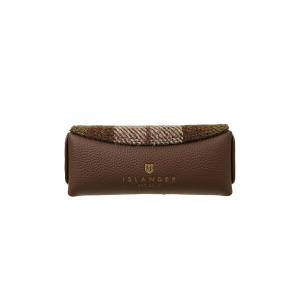 Harris Tweed Leather Glasses Case Chestnut Tartan