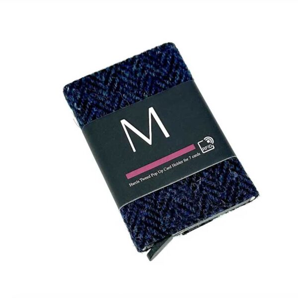 Harris Tweed Pop Up Card Holder In Blue