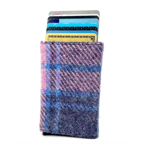 Harris Tweed Pop Up Card Holder In Pastel Pink