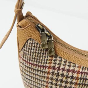 Harris Tweed Shoulder Bag, The Ellon, Islander, Beige Dogtooth