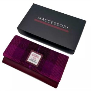Harris Tweed Ladies Envelope Purse In Purple Check