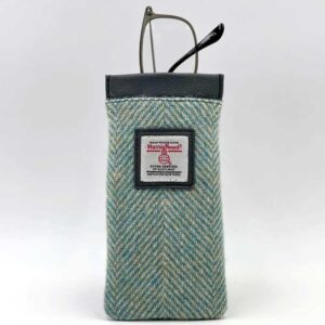 Harris Tweed Glasses Sleeve in Turquoise Herringbone