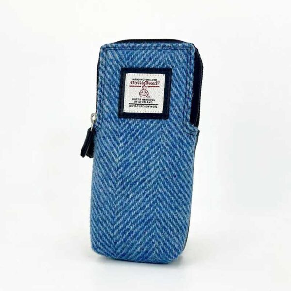 Harris Tweed Double Glasses Sleeve in Sky Blue