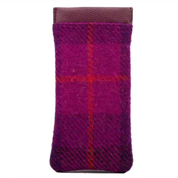 Harris Tweed Glasses Sleeve in Purple Check