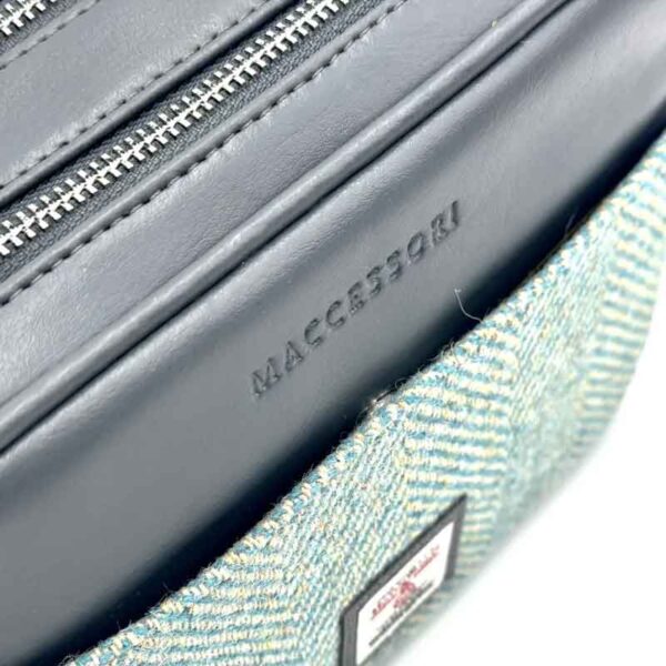 Harris Tweed Camera Bag In Turquoise Herringbone