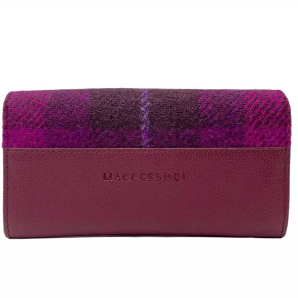 Harris Tweed Ladies Envelope Purse In Purple Check