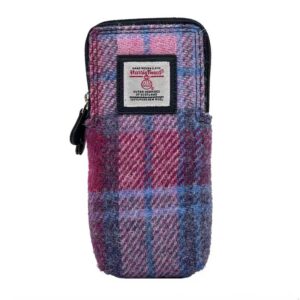 Harris Tweed Double Glasses Sleeve in Pastel Pink