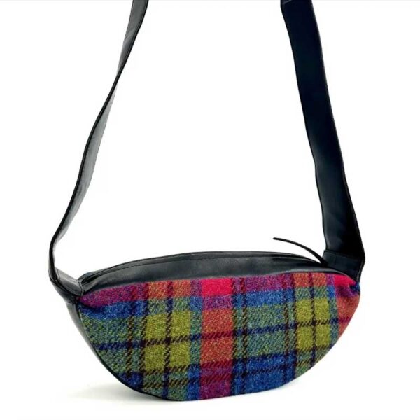 Harris Tweed Sling Bag In Blue/Pink Check