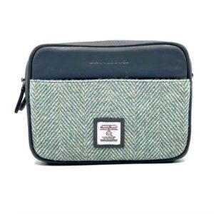 Harris Tweed Camera Bag In Turquoise Herringbone