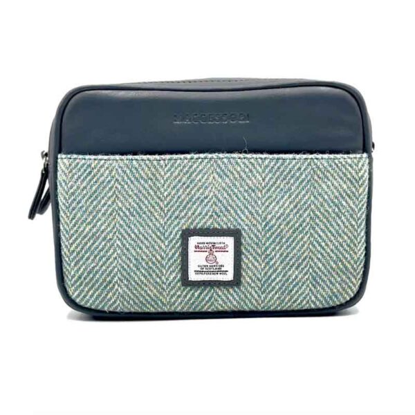 Harris Tweed Camera Bag In Turquoise Herringbone