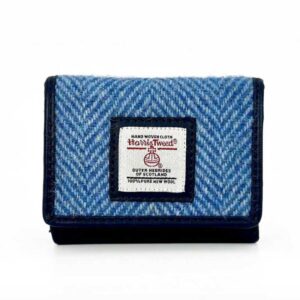 Harris Tweed Trifold Purse In Sky Blue