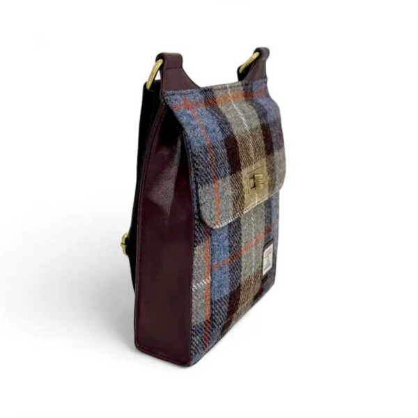 Harris Tweed Satchel Bag In Blue/Brown Check