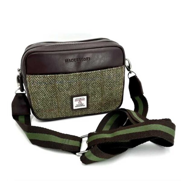 Harris Tweed Camera Bag In Country Green
