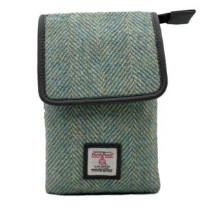 Harris Tweed Mini Crossbody Bag in Turquoise Herringbone