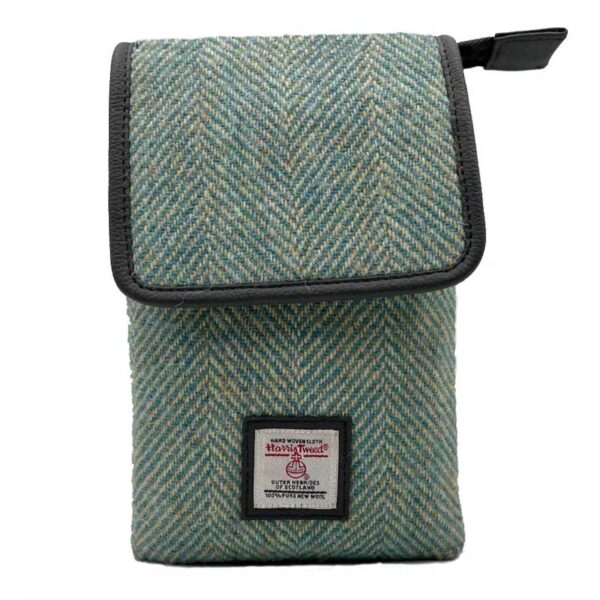 Harris Tweed Mini Crossbody Bag in Turquoise Herringbone