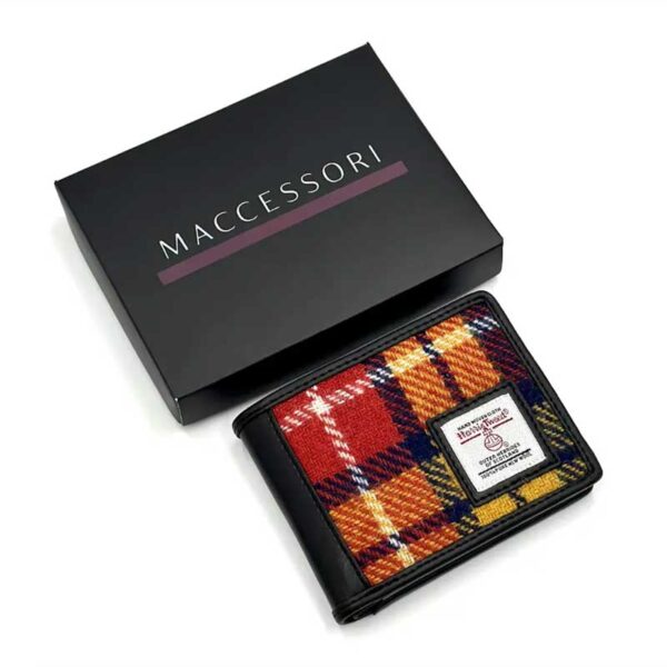 Harris Tweed Bifold Coin Wallet In Saffron
