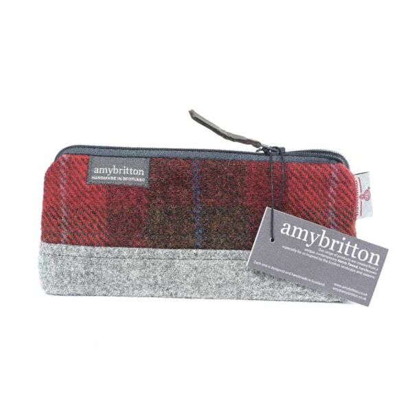 Harris Tweed Highland Range Cosmetic Bag Red Plaid
