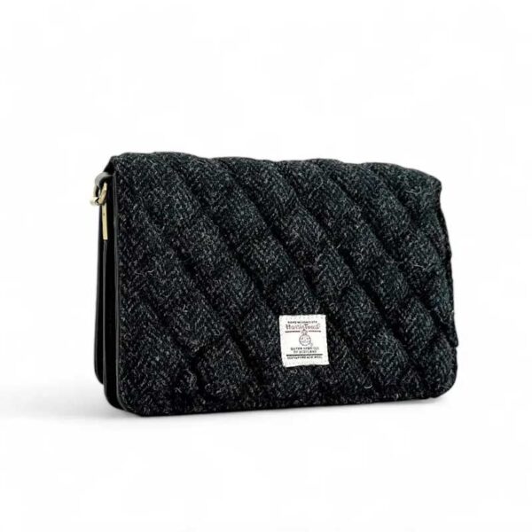 Harris Tweed Quilt Shoulder Bag In Charcoal