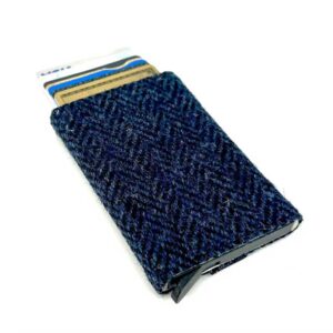 Harris Tweed Pop Up Card Holder In Blue