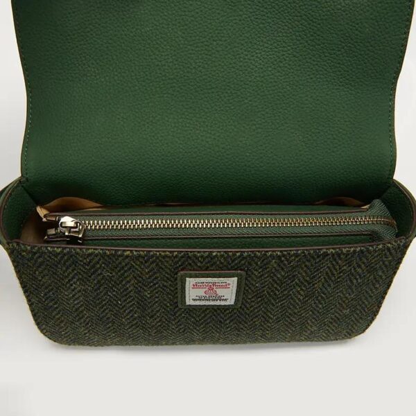 Harris Tweed Clutch, The Caithness, Islander, Dark Green Herringbone