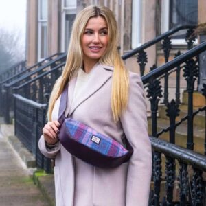 Harris Tweed Sling Bag In Pastel Pink