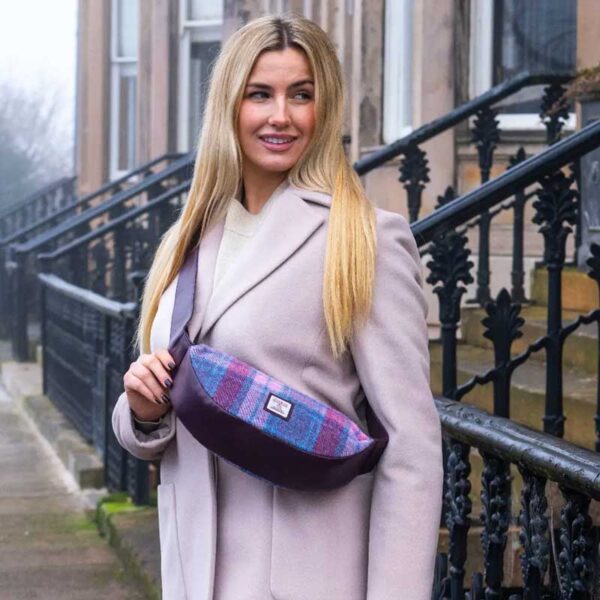 Harris Tweed Sling Bag In Pastel Pink