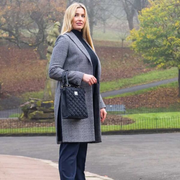 Harris Tweed Quilt Mini Tote Bag In Charcoal