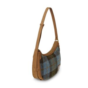 Harris Tweed Shoulder Bag, The Ellon, Islander, Chestnut Blue Tartan