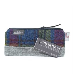 Harris Tweed Highland Range Cosmetic Bag Purple Multi Plaid
