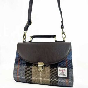 Harris Tweed Mini Day Bag In Blue/Brown Check