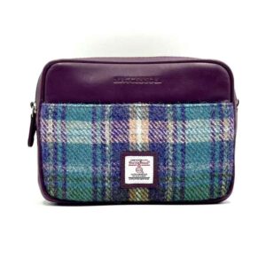 Harris Tweed Camera Bag In Green/Purple Plaid