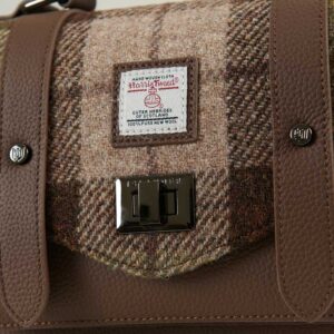 Harris Tweed Clutch, The Leather Medium Satchel, Islander, Chestnut Tartan