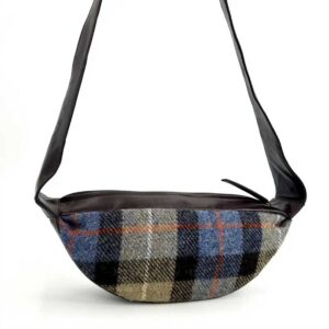 Harris Tweed Sling Bag In Blue/Brown Check