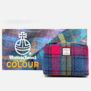 Harris Tweed Cosmetic Bag In Blue/Pink Check