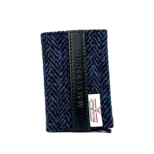 Harris Tweed Pop Up Card Holder In Blue